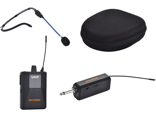 Mymic - Single Beltpack Type Portable Personal Mini Sweatproof Wireless Headset Mic System with GoMic Water-Resistant Headset FSW-3000BG