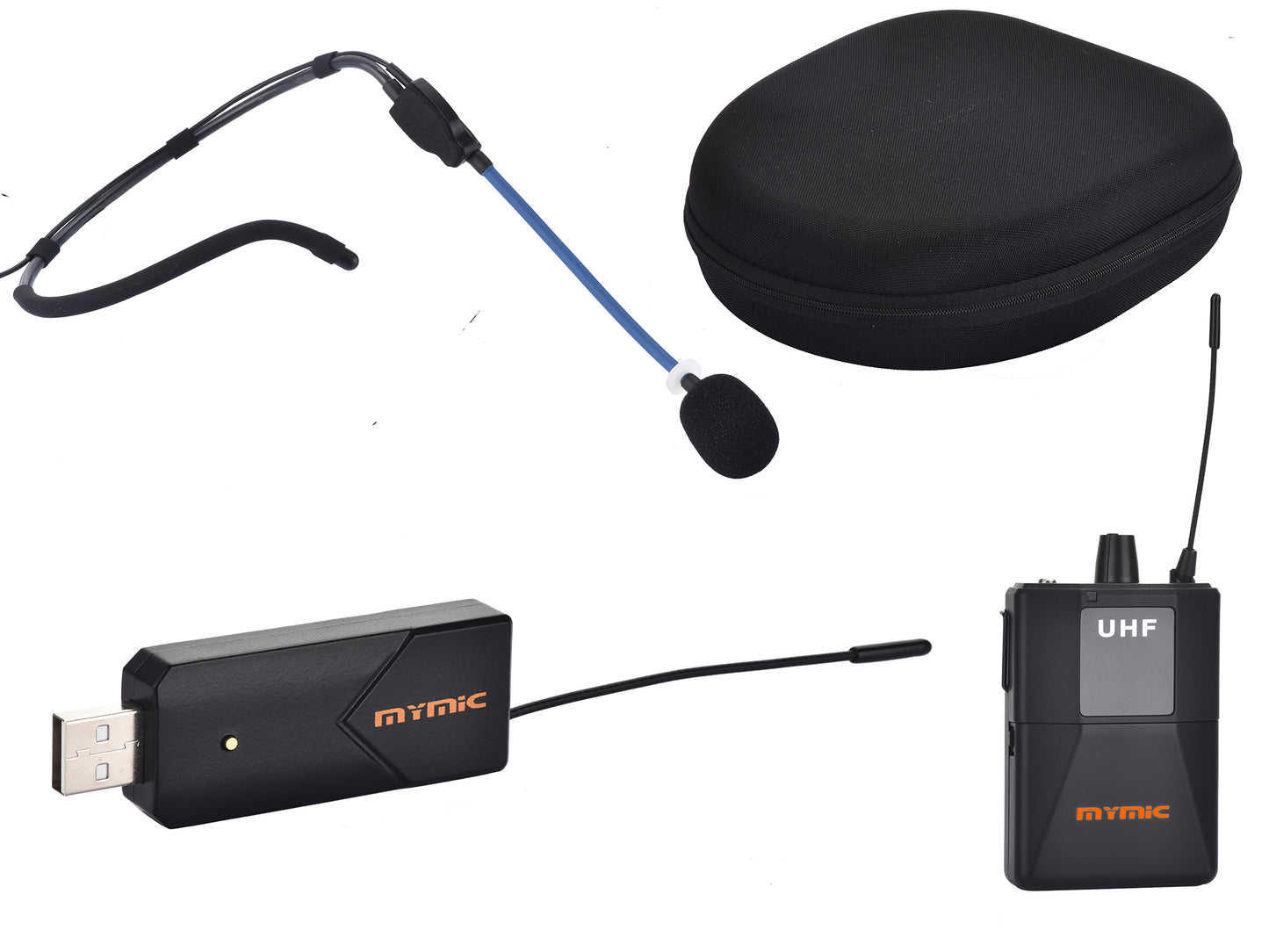 Mymic - Portable Personal Sweatproof Wireless Headset Mic System with GoMic Water-Resistant Headset Microphone and USB receiver FSW-5000BG for Virtual Group Fitness Exercise Classes