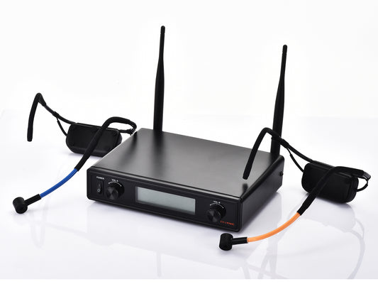 Mymic - Commercial Water Resistant Cordless Headset Wireless Mic System FSW-2000H (Dual Headsets Version) for gym group exercise fitness classes