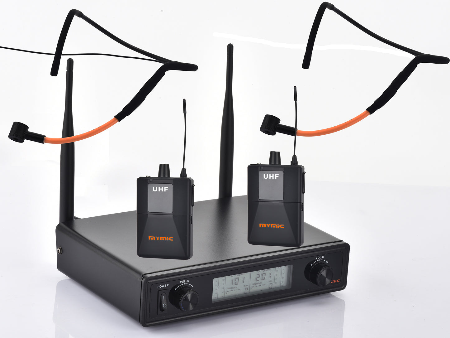 Mymic - Dual Beltpacks Type Commercial Waterproof Wireless Headset Mic System with YesMic Waterproof Headsets FSW-2000BY
