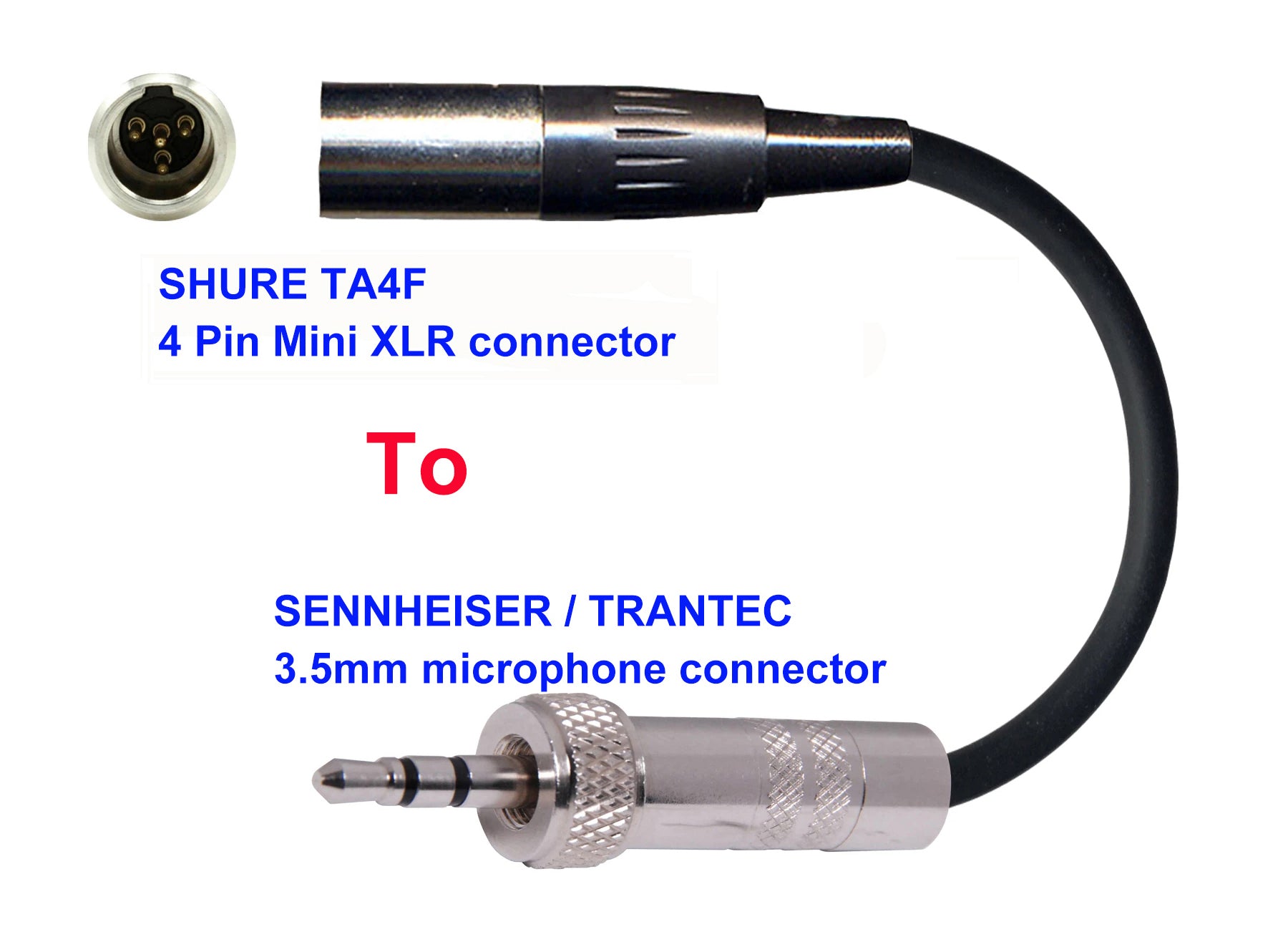 Adapter - Shure Microphones with TA4F 4 pin mini connec – - Fitness Audio Systems