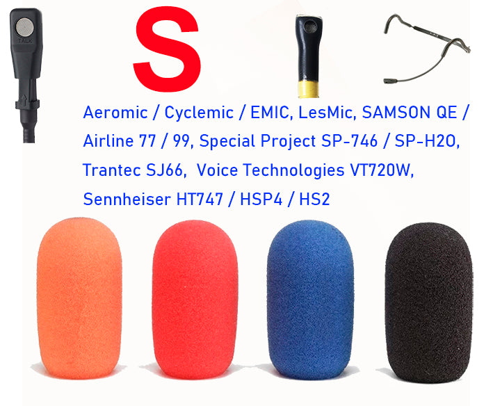 Aeromic / Cyclemic / Emic / LesMic / GoMic / Samson QE / Airline 77 / Airline 99 / Special Project SP-746 / SP-H2O / Trantec SJ66 / Voice Technologies VT720W / Sennheiser HT747 / HSP4 / HS2 Oval Windscreen Mic Foams Windshield - 10-packs