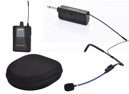 Mymic - Single Beltpack Type Portable Personal Mini Sweatproof Wireless Headset Mic System with GoMic Water-Resistant Headset FSW-3000BG